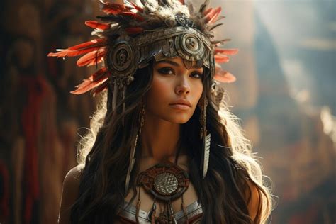 Premium Ai Image Native American Princess With Headdress Art