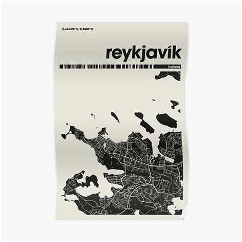 Reykjavík Dark Map City Of Reykjavík Map Reykjavík Minimalist Map