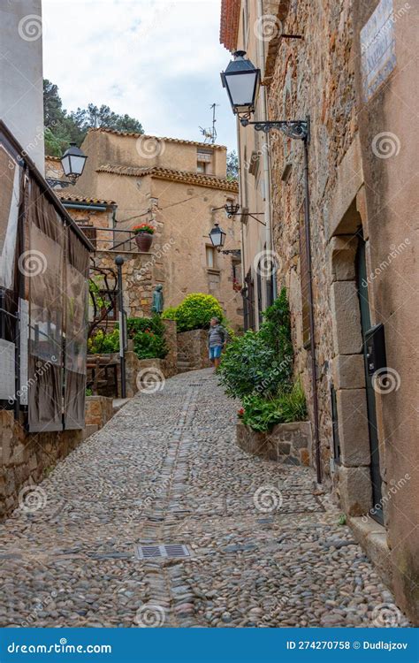 Old Town Of Tossa De Mar Medieval Buildings Next To The Castle City