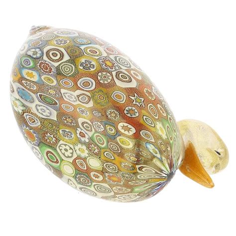 Glassofvenice Murano Glass Golden Quilt Millefiori Duck Etsy