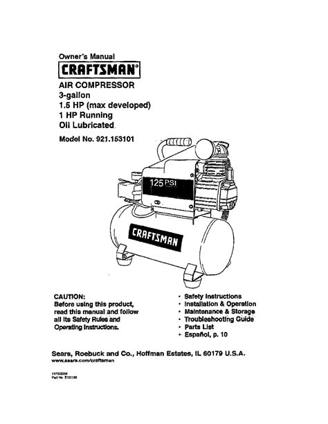 Craftsman Air Compressor Manual Pdf