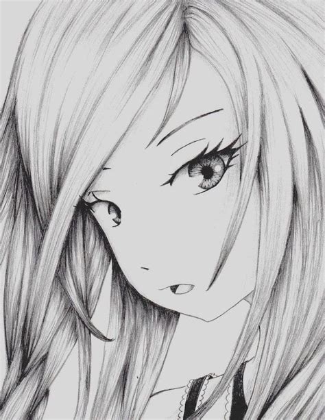 Pencil Sketch In Black And White Easy Anime Drawings Close Up Of A