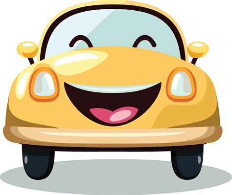 Cute Happy Cartoon Car Vector Illustration Smiling Car Flat Style