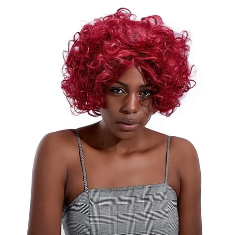 Synthetic Curly Short Wigs For Black Women Burgundy Fashion Curly Hair Synthetic Afro Wigs