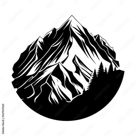 Mountain Svg Vector Template Mountain Silhouette Forest Svg Trees