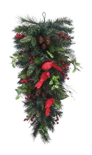 30 Pre Decorated Pine Cone Red Berry Artificial Christmas Teardrop