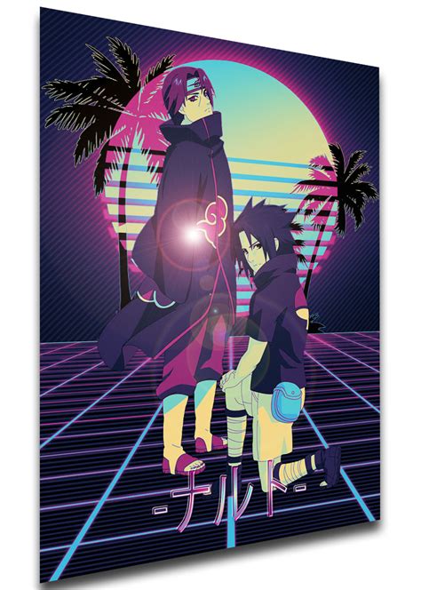 Poster Vaporwave 80s Style Naruto Itachi And Sasuke Sa0634