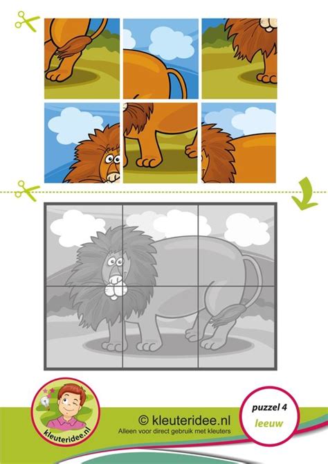 Puzzel Leeuw Kleuteridee Thema Afrika Preschool Lion Puzzle Free