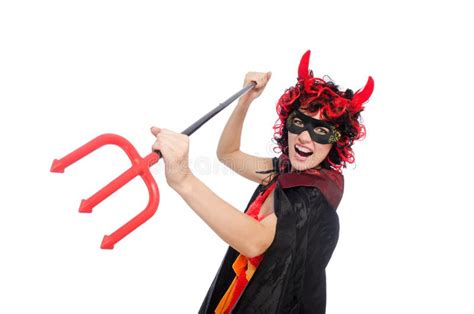 The Woman Devil In Funny Halloween Concept Stock Photo Image Of Satan