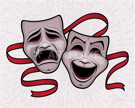 Comedy And Tragedy Theater Masks Graphicillustration Art Prints And