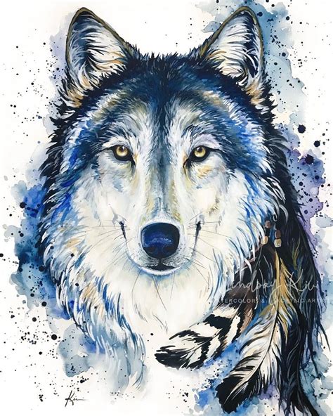 2pc Set Wolf Watercolor Grey Wolf Art Print Colorful Wolf Etsy Wolf