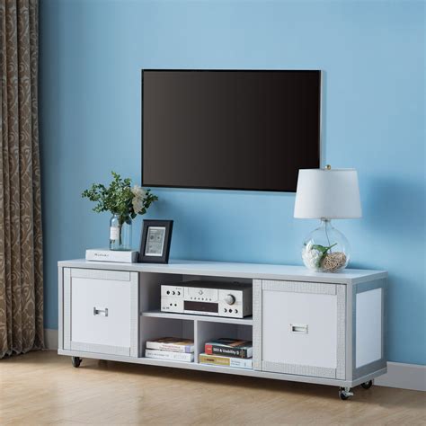 Furniture Of America Gaur Contemporary 60 Inch White 3 Shelf Tv Stand