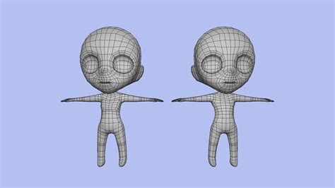 Chibi Male And Female Base Low Poly Mesh Buy Royalty Free 3d Model By