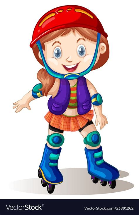 A Girl Playing Roller Skate Illustration Download A Free Preview Or