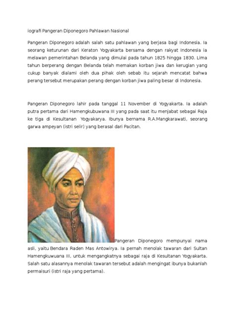 Biografi Pahlawan Nasional Pangeran Diponegoro Btt Documents My Xxx