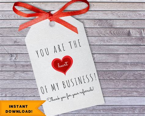 Printable Business Referral Thank You Tag Download Client Etsy