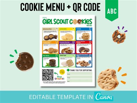 Abc Girl Scout Cookie Menu With Qr Code Etsy