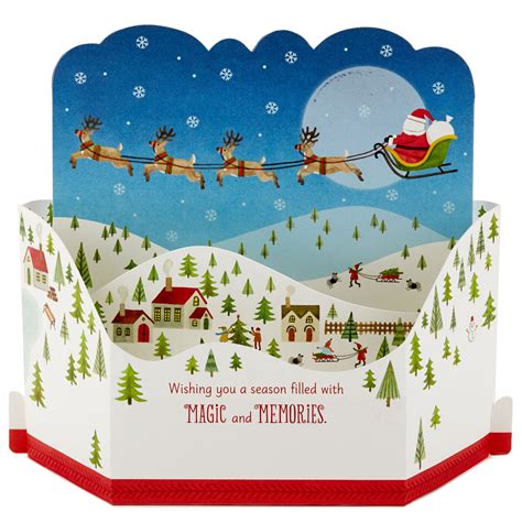 Santas Sleigh Musical 3d Pop Up Christmas Card With Motion Greeting