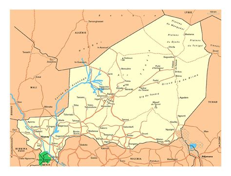 Detailed Road Map Of Niger With Cities Niger Africa Mapsland