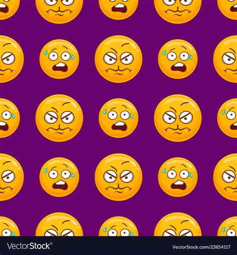 Seamless Pattern With Cartoon Cute Smiley Face Vector Image