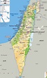 Detailed physical map of Israel with all roads, cities and airports ...