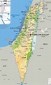 Detailed physical map of Israel with all roads, cities and airports ...