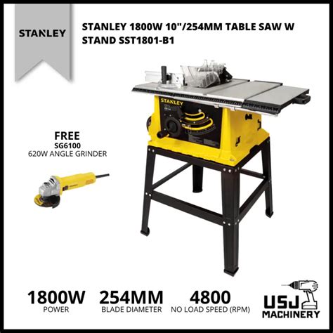 Stanley 1800w 10 254mm Table Saw W Stand Sst1801 B1 2 Years Warranty