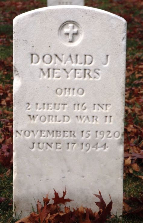 116th Infantry Regiment Roll Of Honor 2lt Donald J Meyers