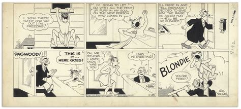 Lot Detail Chic Young Hand Drawn Blondie Sunday Comic Strip From