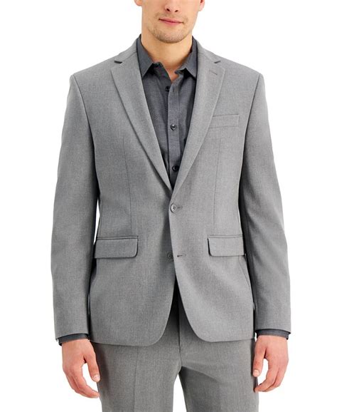 Inc International Concepts Mens Slim Fit Gray Solid Suit Jacket