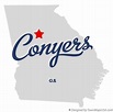 Map of Conyers, GA, Georgia