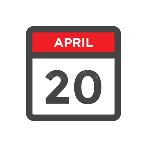 April 20th Day 20 Of Monthsimple Calendar Icon On White Background