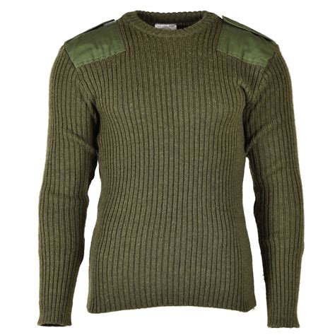 Original British Army Sweater Commando Green Olive Mens Pullover Wool