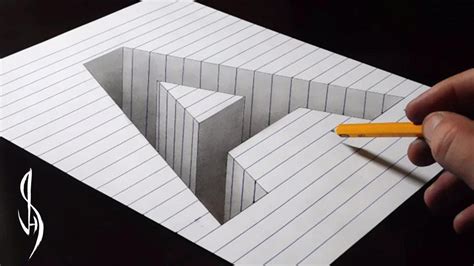 Drawing A Hole In Line Paper 3d Trick Art Youtube