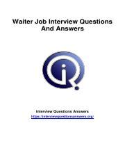 Waiter Job Interview Questions And Answers Expert Tips For A Course Hero