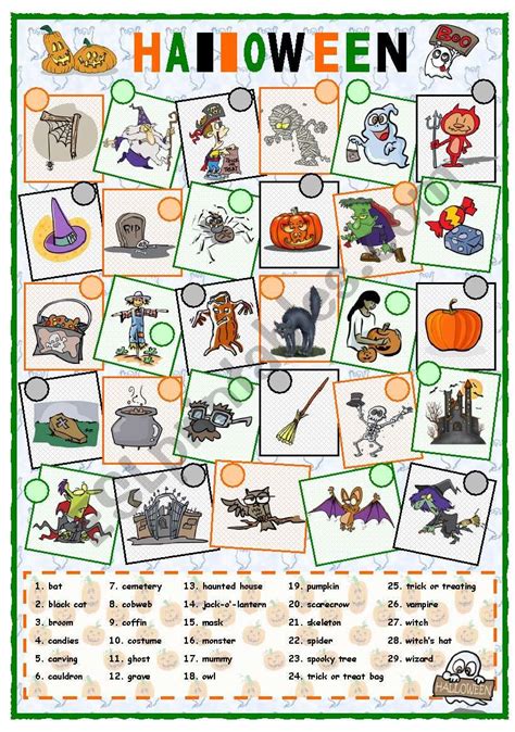 Halloween Vocabulary Exercises And Worksheets