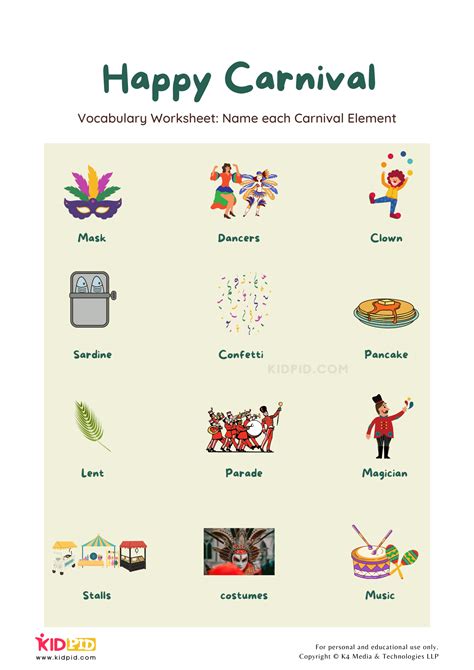 Festival Vocabulary Printable Worksheets For Kids Kidpid