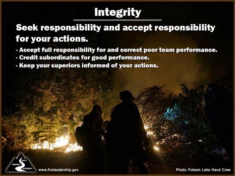 wildland fire leadership integrity seek responsibility  accept