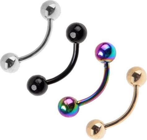 Fako Bijoux® Wenkbrauw Piercing 3mm Set 4 Stuks