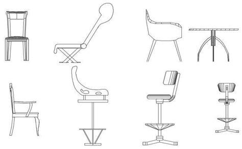 Multiple Revolving And Simple Chair Elevation Blocks Cad Drawing
