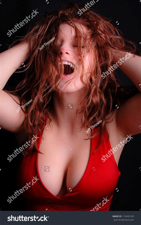 Excited Sexy Woman Grabbing Her Hair Foto Stok 113432149 Shutterstock