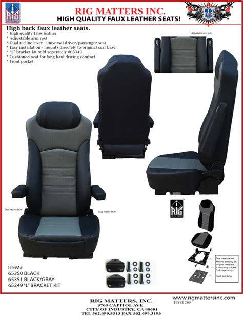 Hot New High Back Faux Leather Seats Rig Matters Inc
