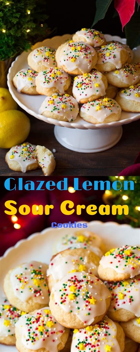 You will love this easy lemon cookies recipe! Glazed Lemon Sour Cream Cookies #Christmas #Cokiies | Delicious My Food