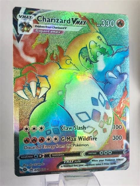 Charizard Vmax Rainbow Holographic 074073 Secret Hyper Rare Etsy