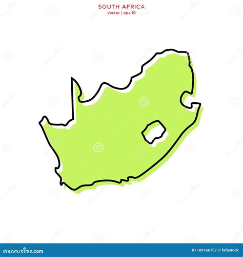 Green Map Of South Africa With Outline Vector Design Template Editable