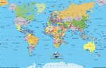 Karte von Welt, politisch (Übersichtskarte / Regionen der Welt) | Welt ...