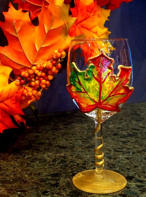 Maple Leaf Wine Glass Pinots Palette Painting