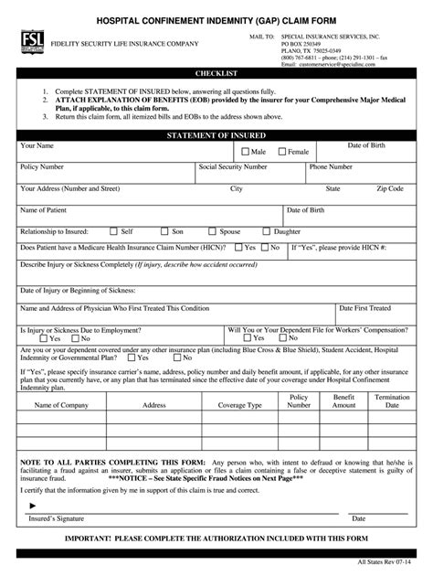 Combined Insurance Claim Forms Printable Customize And Print