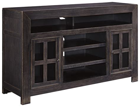 Signature Design By Ashley Gavelston Distressed Black Large Tv Stand