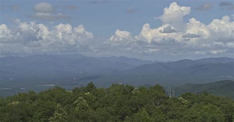 North Carolina Mountains Aerial Peaking Over Blue Ridge Mountain